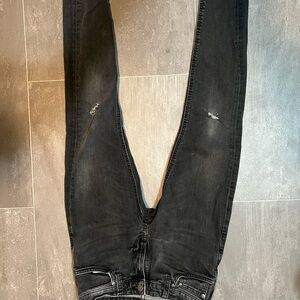 Nudie Jeans Men's Distressed Black Skinny Jeans
